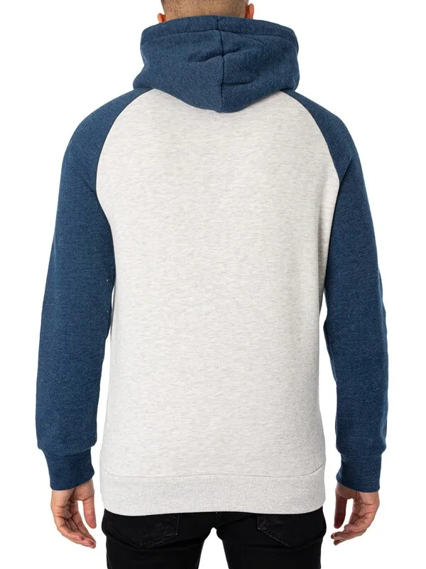 Superdry Athletic Raglan Pullover Hoodie - Glacier Grey Marl/Bright Blue Marl