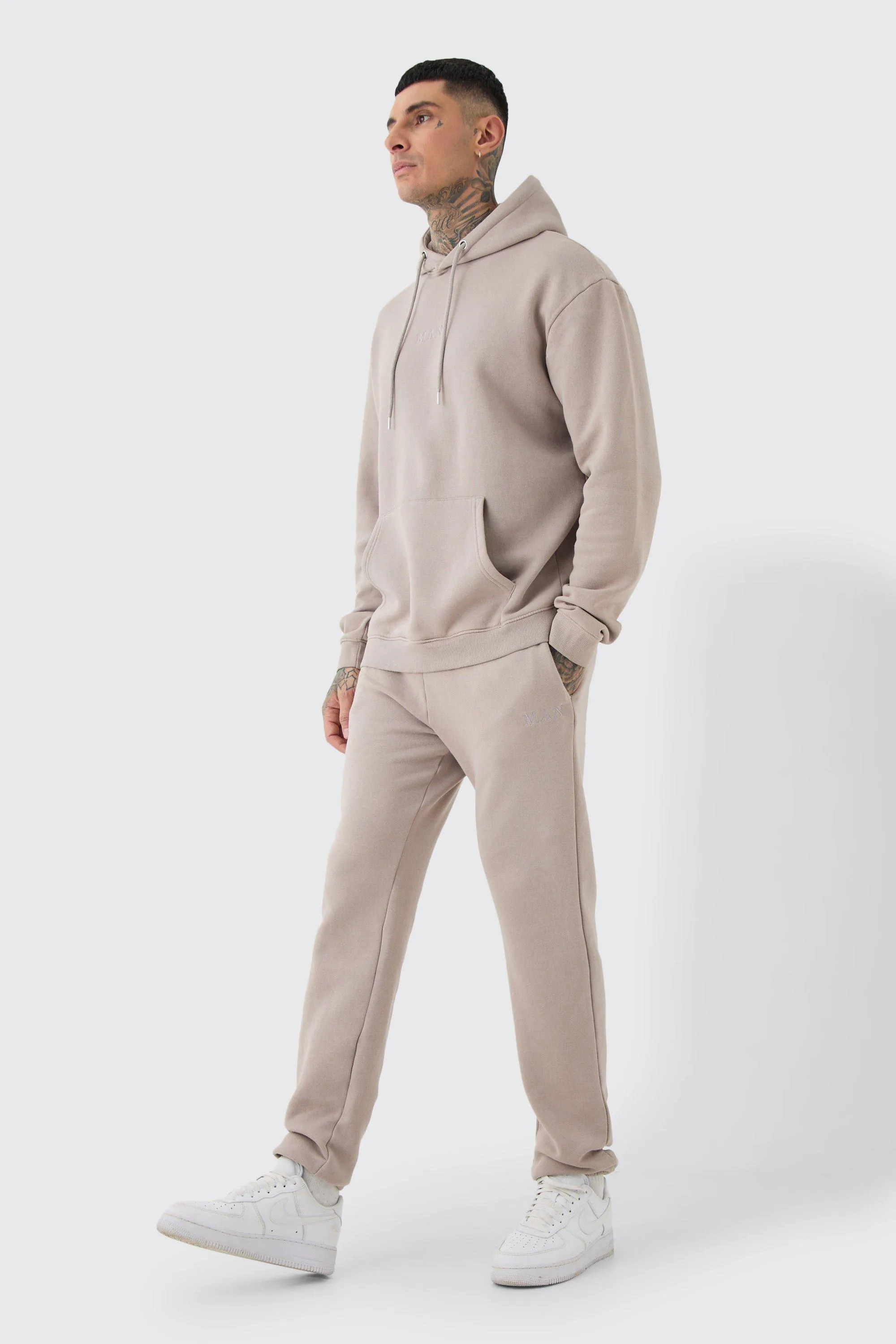 Tall Man Roman Oversized Laundered Wash Hooded Tracksuit | boohooMAN UK