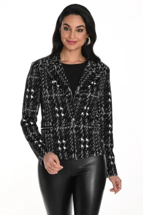 Textured Knit Zip Detail Jacket - Black/Off White - 243351-1004