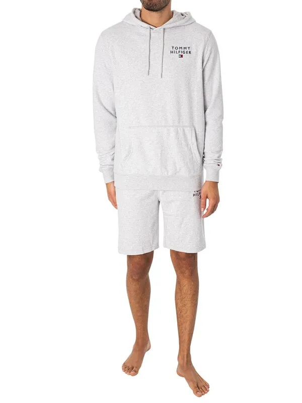 Tommy Hilfiger Lounge Chest Logo Pullover Hoodie - Ice Grey Heather