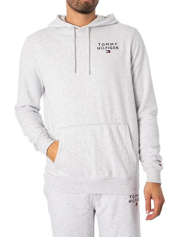 Tommy Hilfiger Lounge Chest Logo Pullover Hoodie - Ice Grey Heather