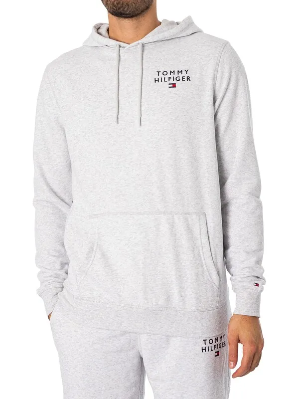 Tommy Hilfiger Lounge Chest Logo Pullover Hoodie - Ice Grey Heather