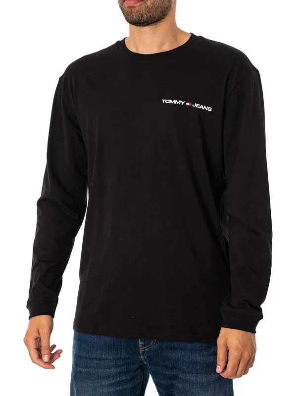 Tommy Jeans Classic Linear Chest Longsleeved T-Shirt - Black