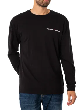 Tommy Jeans Classic Linear Chest Longsleeved T-Shirt - Black