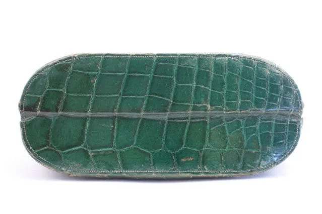 Vintage 40's Green Crocodile Handbag