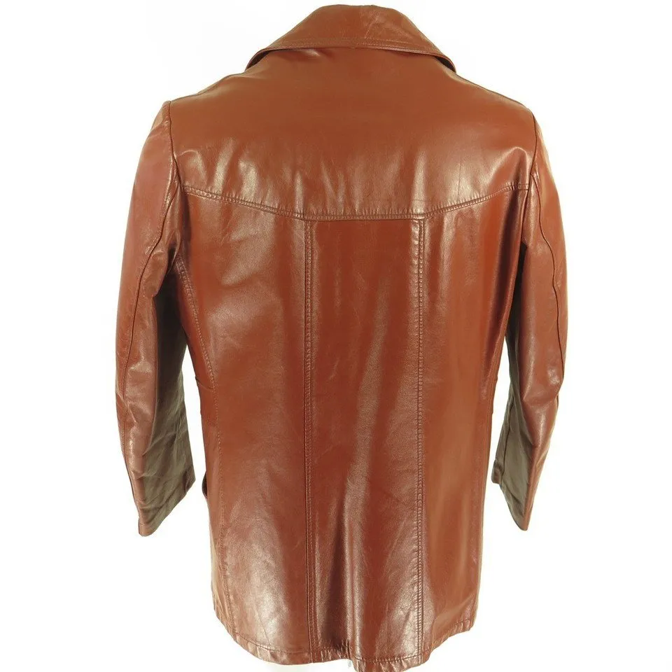 Vintage 70s Fight Club Leather Jacket 40 Brown Sears USA Made Brad Pitt