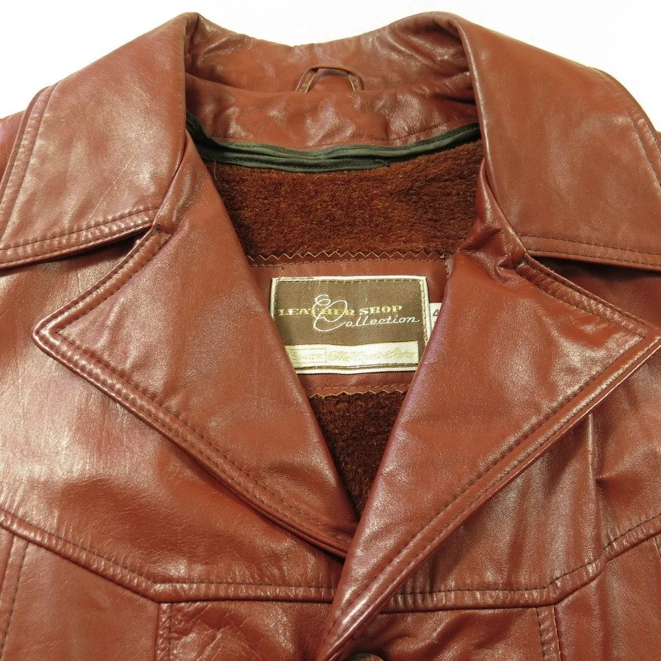 Vintage 70s Fight Club Leather Jacket 40 Brown Sears USA Made Brad Pitt