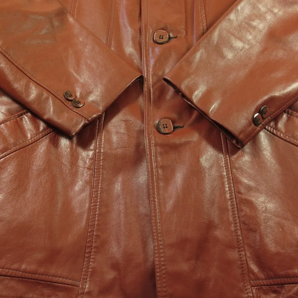 Vintage 70s Fight Club Leather Jacket 40 Brown Sears USA Made Brad Pitt