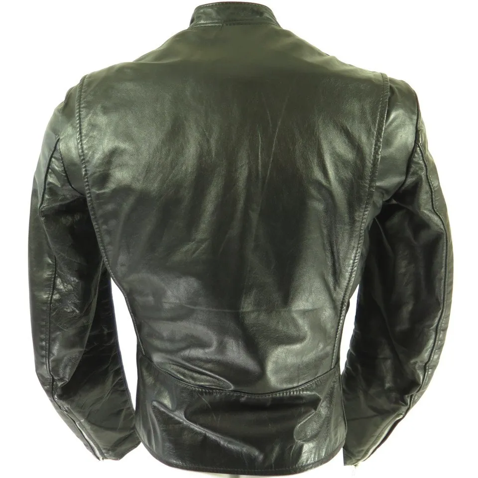 Vintage 80s Brooks Leather Jacket 38 Motorcycle Cafe Racer w Liner