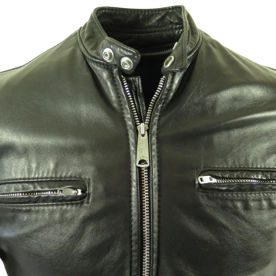 Vintage 80s Brooks Leather Jacket 38 Motorcycle Cafe Racer w Liner