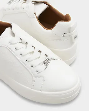 White Wide Fit Platform Lace Up Trainers