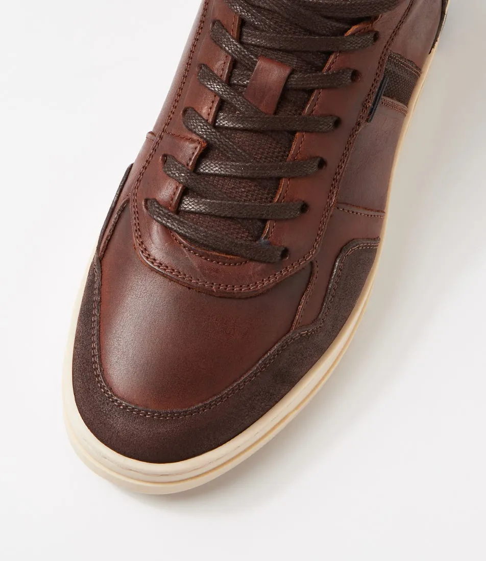 WILD RHINO Aoraki Brown Leather Sneakers