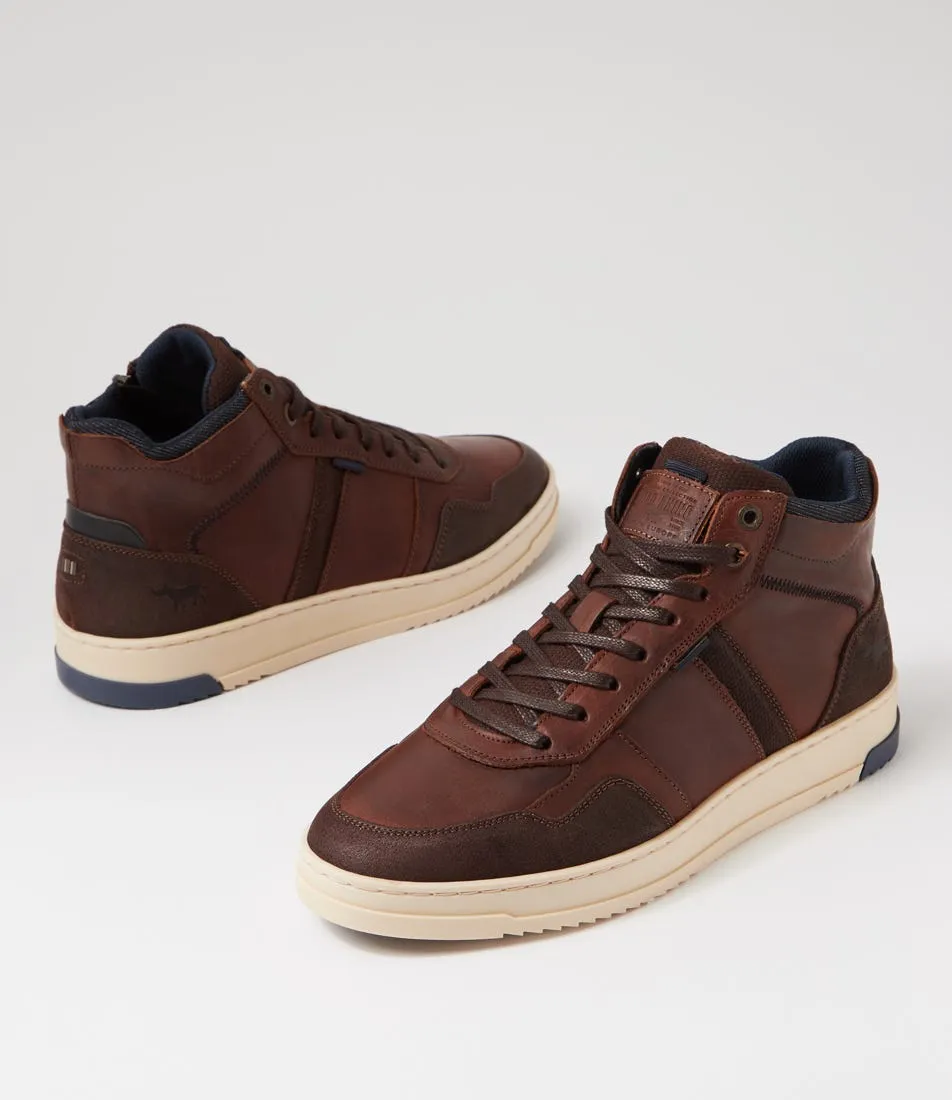 WILD RHINO Aoraki Brown Leather Sneakers