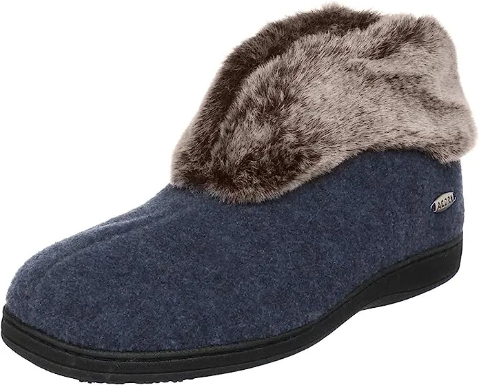 Women's Faux Fur Chinchilla Bootie Slipper with Indoor/Outdoor Sole