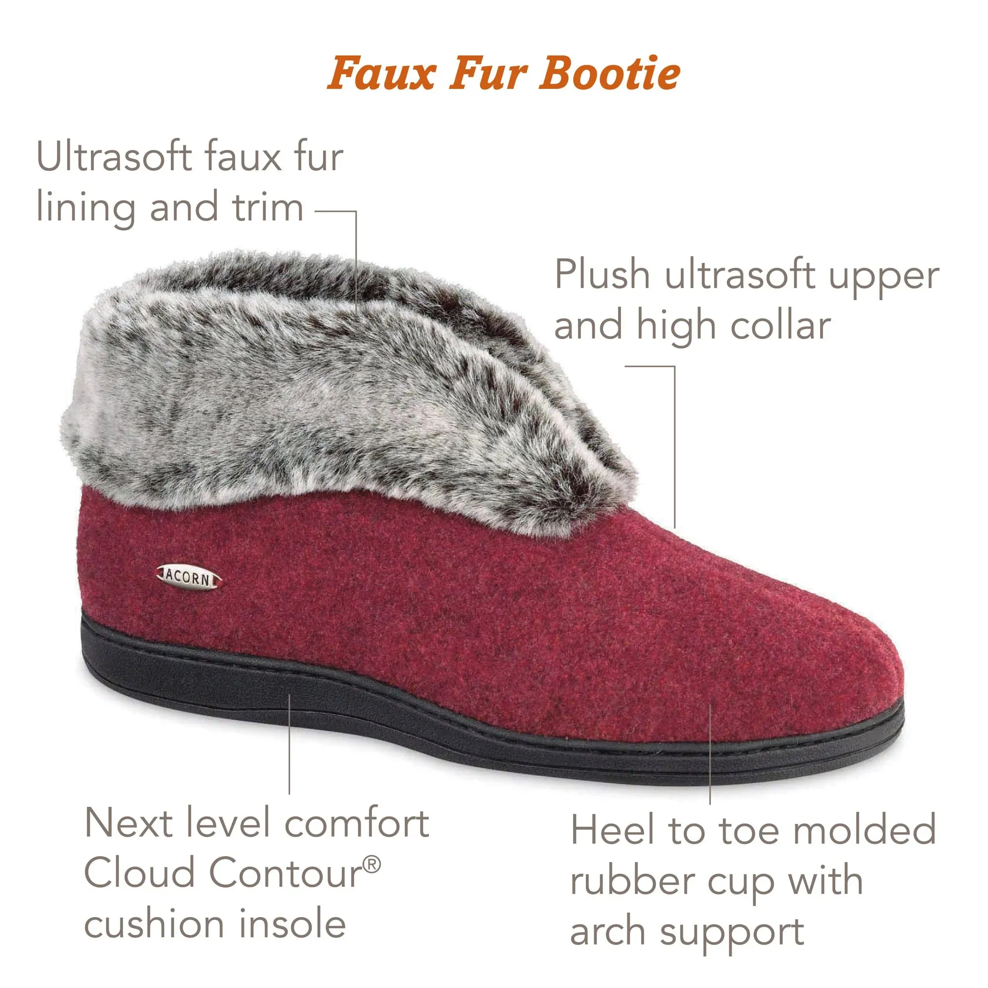 Women's Faux Fur Chinchilla Bootie Slipper with Indoor/Outdoor Sole