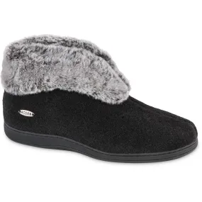 Women's Faux Fur Chinchilla Bootie Slipper with Indoor/Outdoor Sole