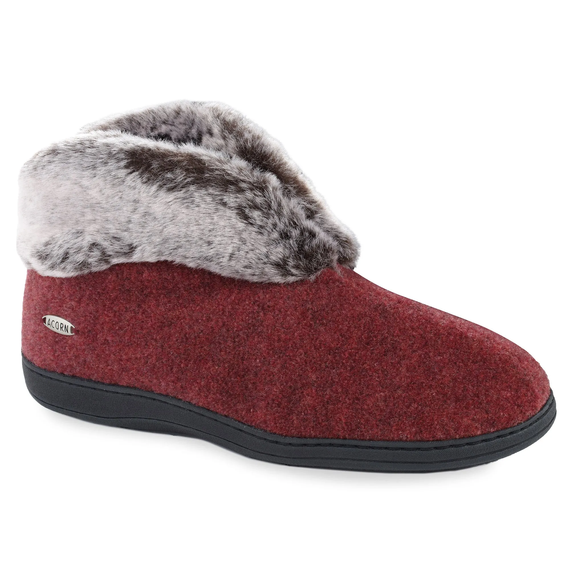 Women's Faux Fur Chinchilla Bootie Slipper with Indoor/Outdoor Sole