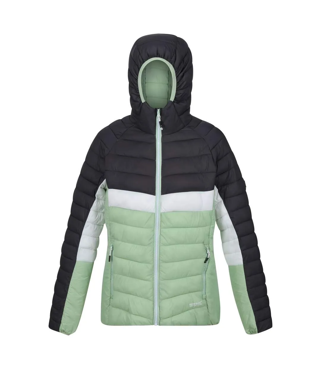 Womens/ladies harrock ii baffled hooded jacket quiet green/seal grey Regatta