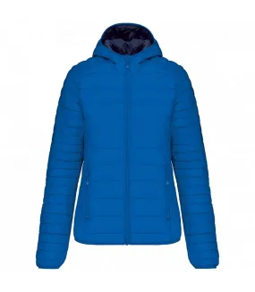 Womens/ladies lightweight hooded padded jacket light royal blue Kariban