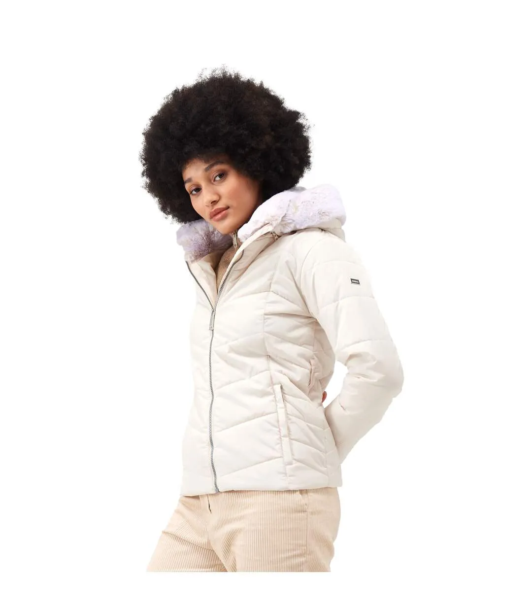 Womens/ladies wildrose baffled padded hooded jacket light vanilla Regatta