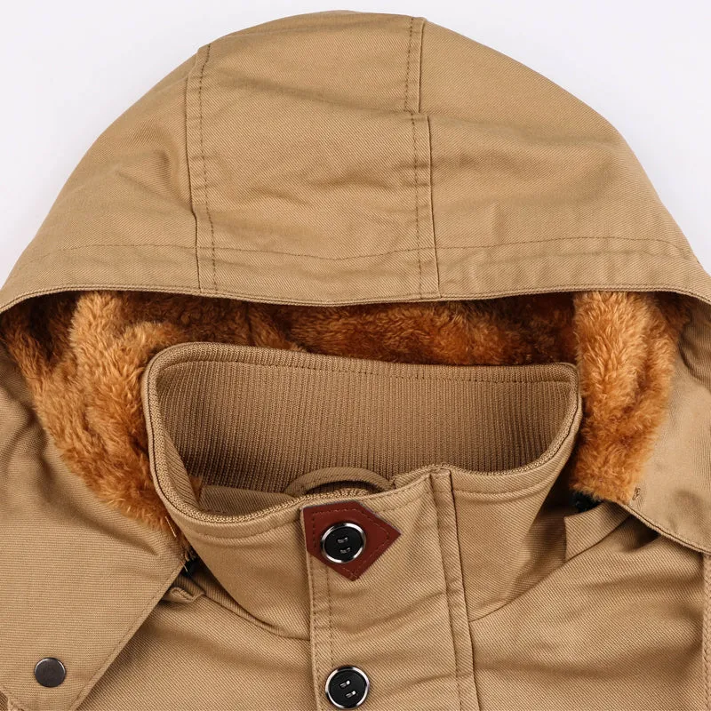 Xituodai 2022 Men Winter Casual Warm Thick Fleece Bomber Jacket Mens Military Cotton Jackets Men New Cargo Hooded Jacket Windbre