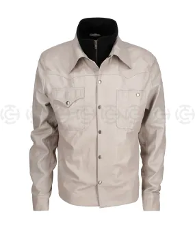 Yellowstone S5 John Dutton (Kevin Costner) Beige Leather Jacket | TLC