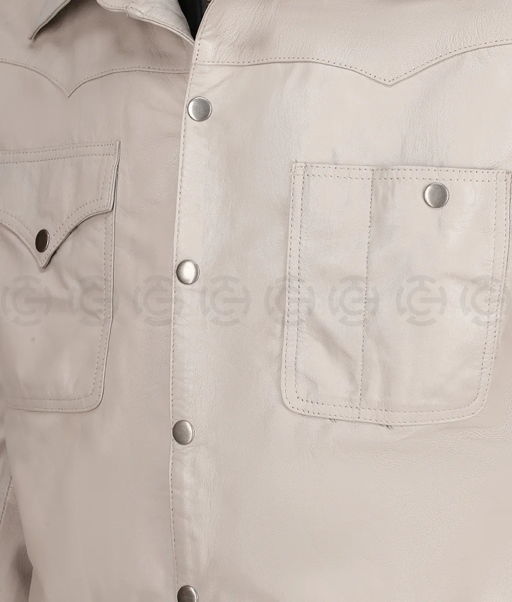 Yellowstone S5 John Dutton (Kevin Costner) Beige Leather Jacket | TLC